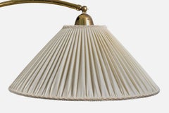 German Designer, Floor Lamp, Brass, Cord, Fabric, Germany, 1950s