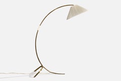 Deutscher Designer, Stehlampe, Messing, Kabel, Stoff, Deutschland, 1950er Jahre