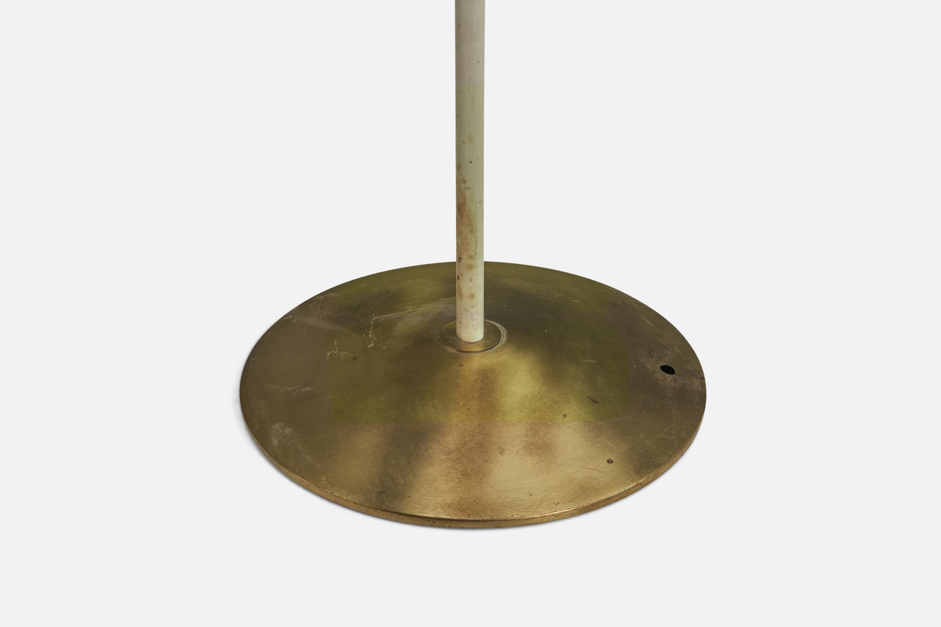 German Designer, Floor Lamp, Brass, Metal, Germany, 1950s In Good Condition For Sale In High Point, NC