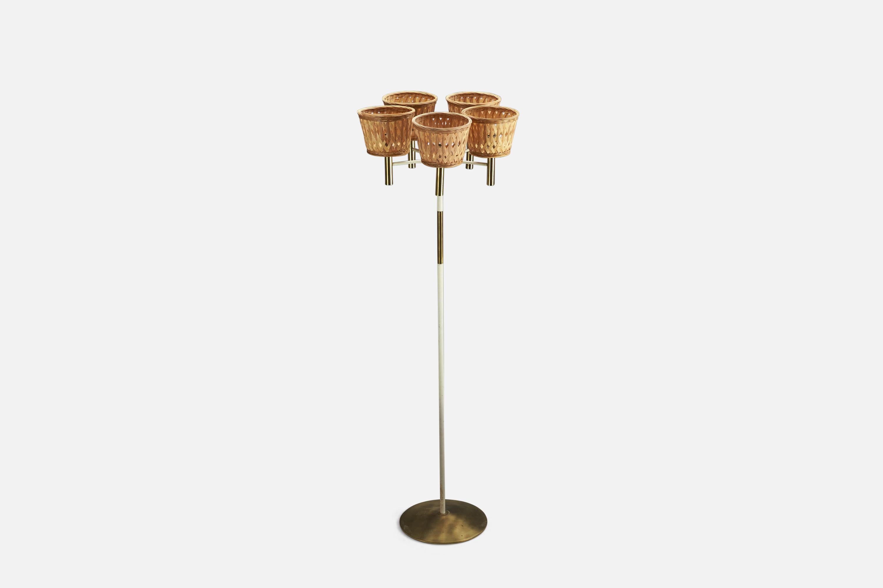 Mid-20th Century German Designer, Floor Lamp, Brass, Metal, Germany, 1950s For Sale