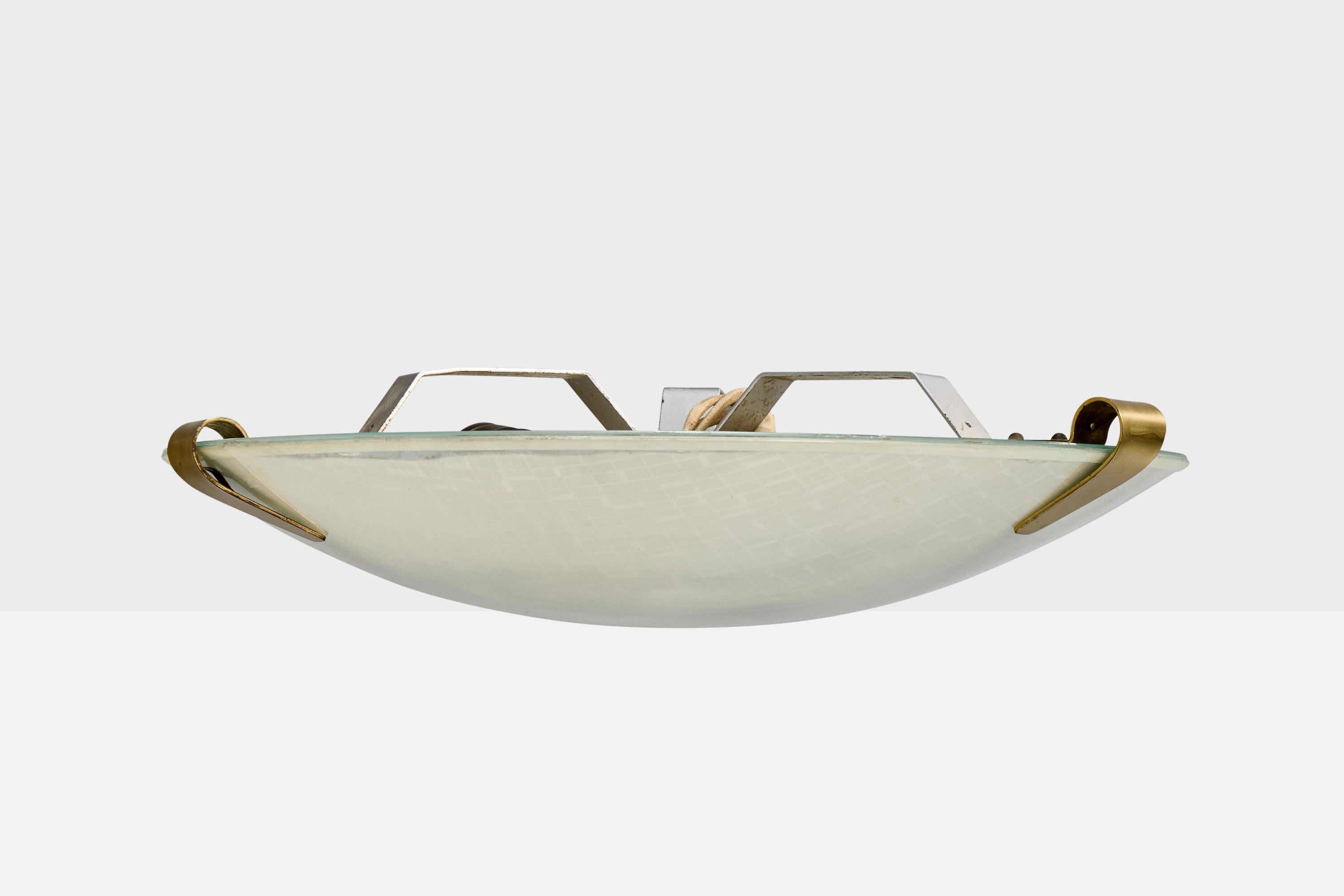 Mid-Century moderno Designer tedesco, montatura da incasso, ottone, vetro, Germania, anni '50 in vendita