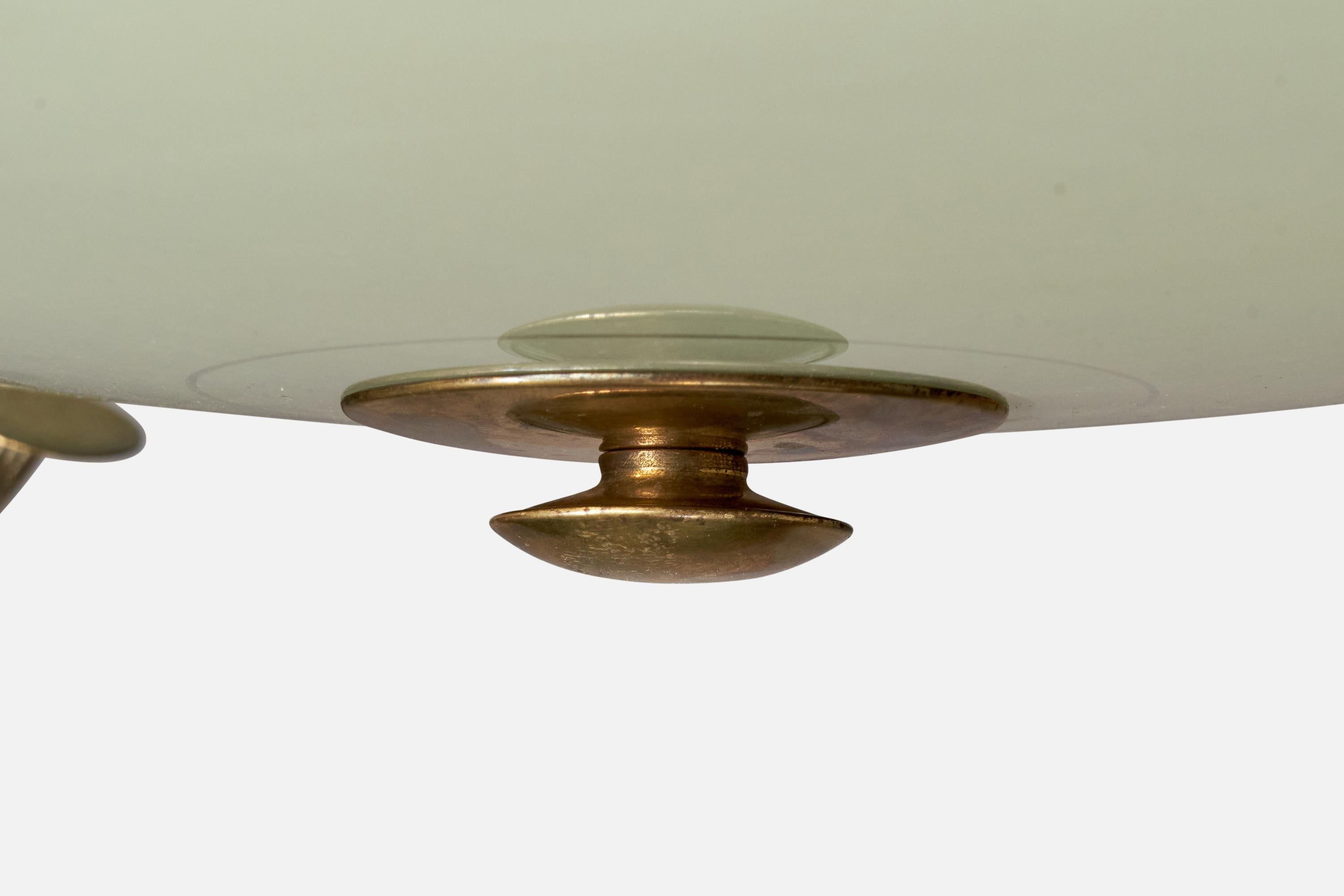 Ottone Designer tedesco, montatura da incasso, ottone, vetro, Germania, anni '50 in vendita