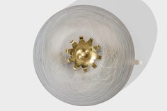 German Designer, Flush Mount, Glass, Brass, Germany, 1960s