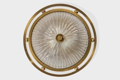 Créateur allemand, luminaire encastré, verre, laiton, Allemagne, années 1960
