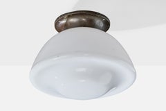 German Designer, Flush Mount, Glass, Metal, Germany, 1930s