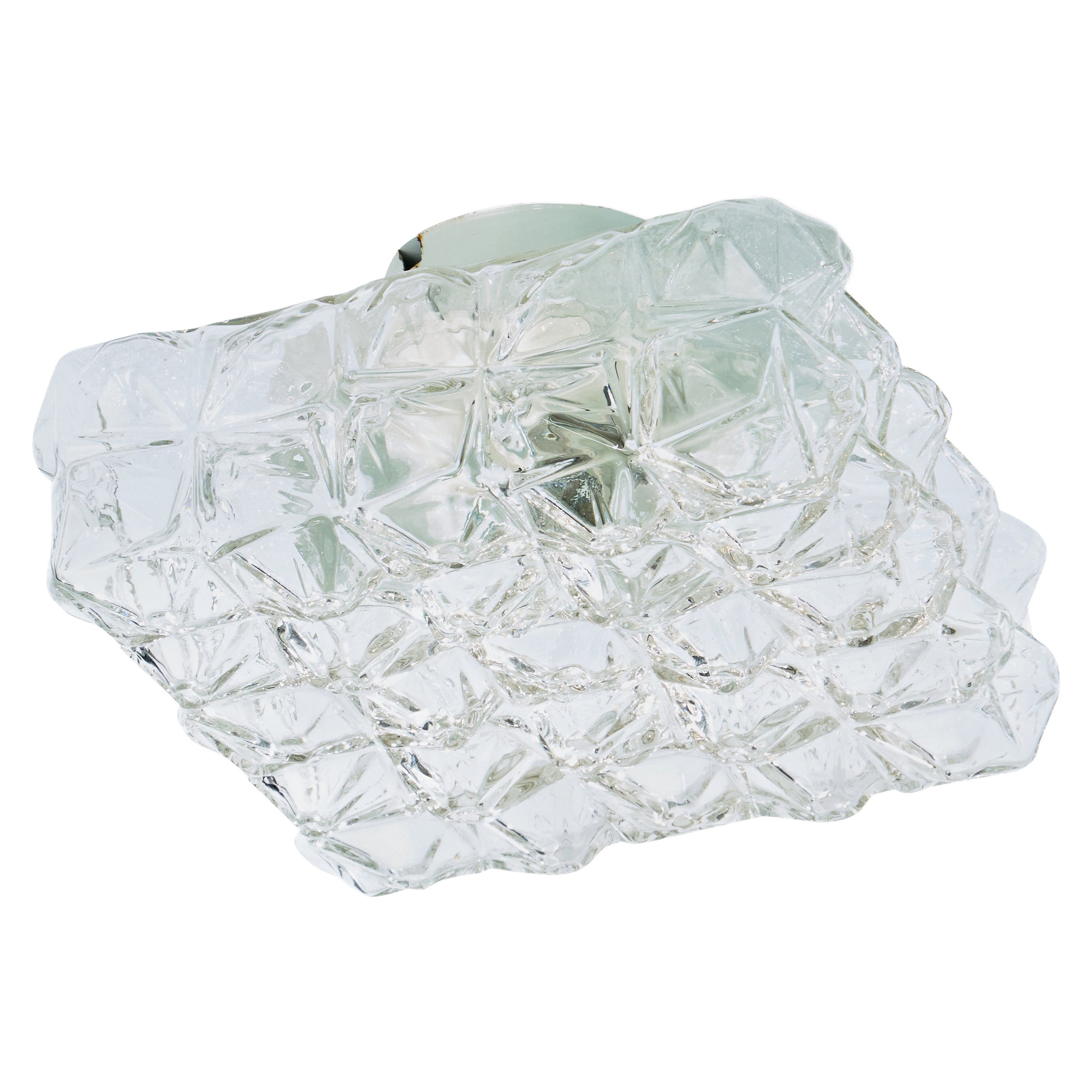 German Designer, Flush Mount, Glass, Metal, Germany, 1960s