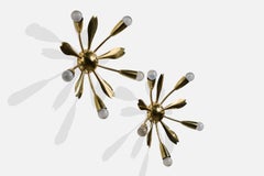 German Designer, Flush Mounts, Brass, Germany, 1950s