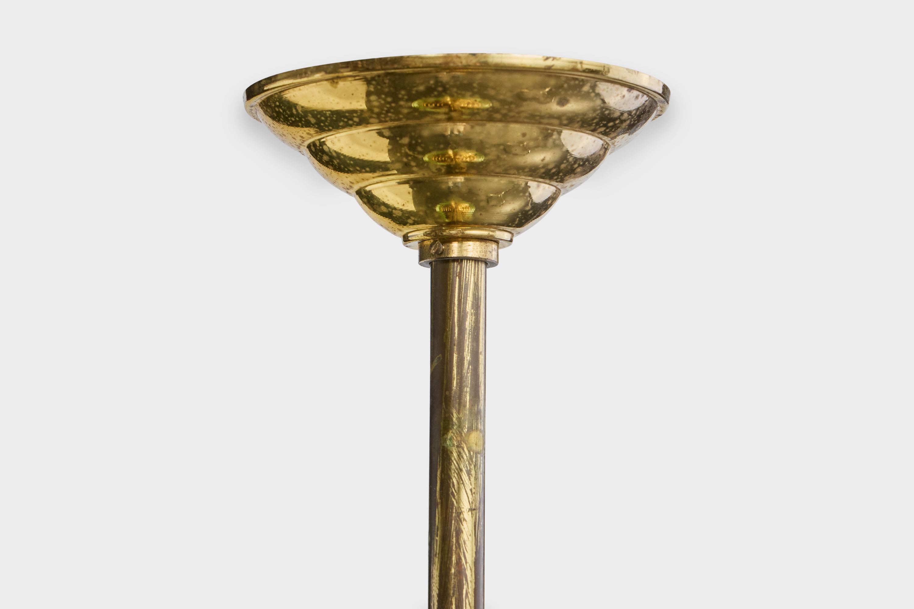 Diseñador alemán, lámpara colgante, latón, cristal, Alemania, años 1920 en venta 2
