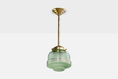 Deutsche Designerin, Pendelleuchte, Messing, Glas, Deutschland, 1920er Jahre