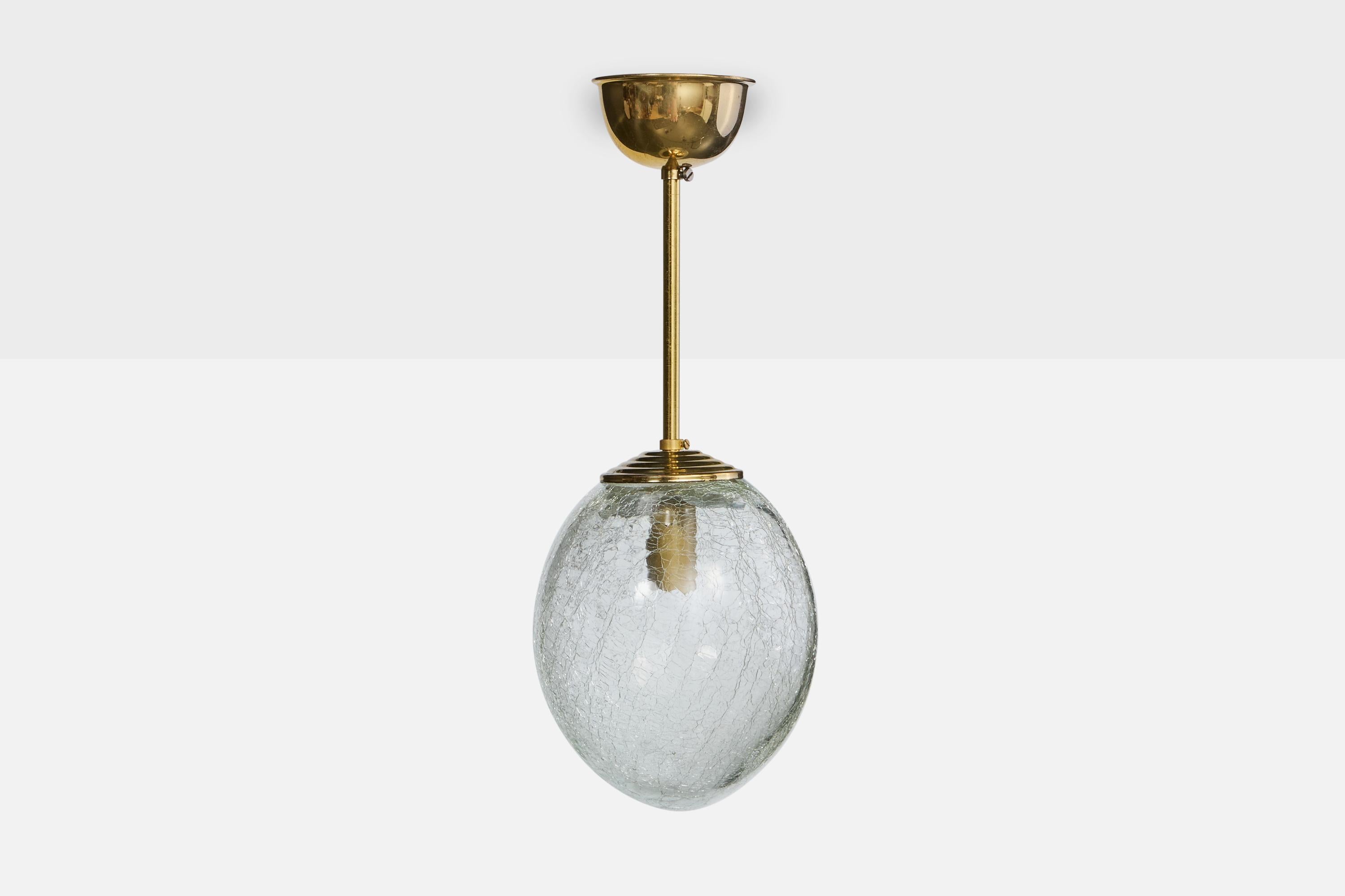 Mid-Century moderno Designer tedesco, lampada a sospensione, ottone, vetro, Germania, anni '1960 in vendita