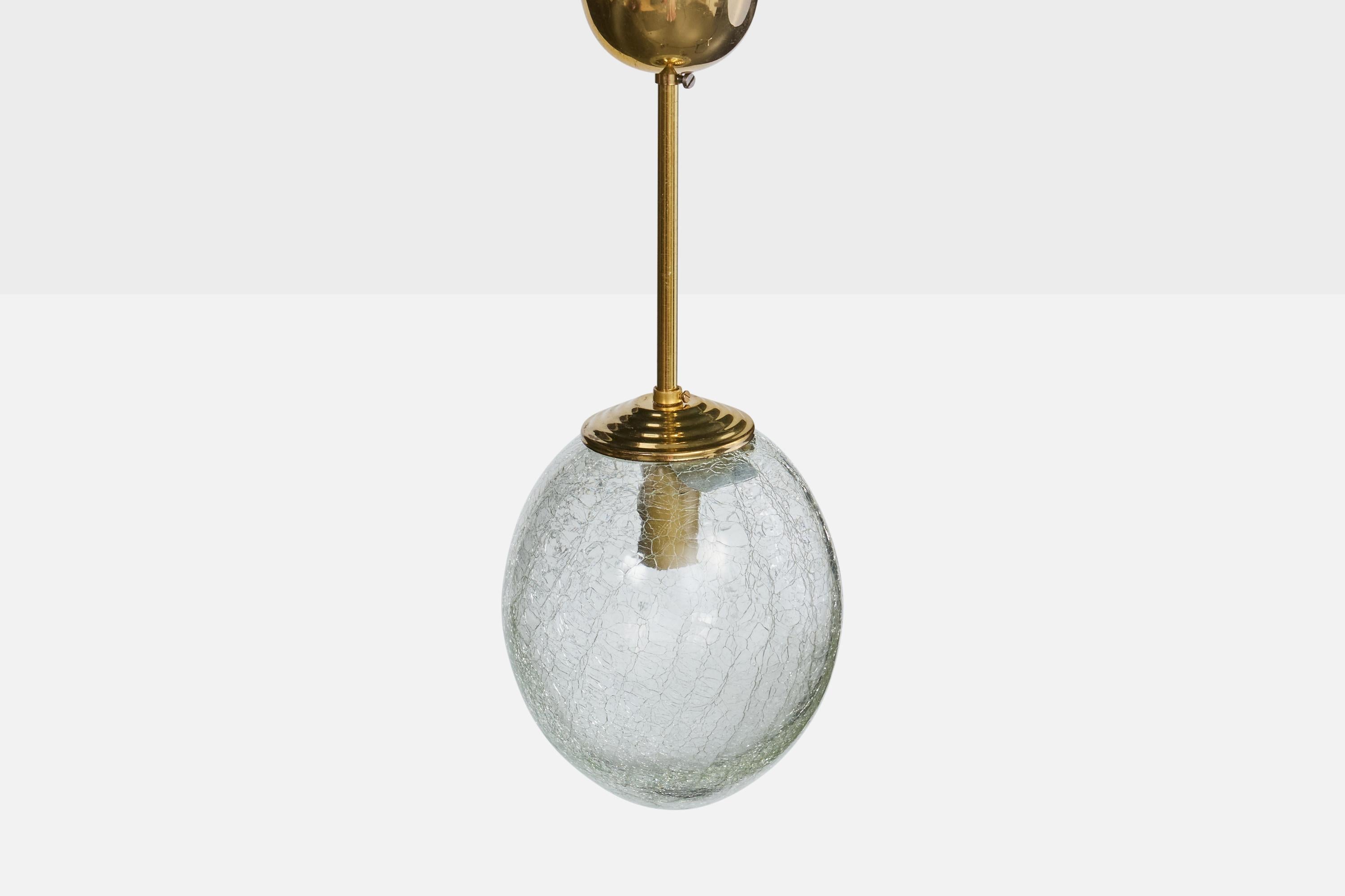 Tedesco Designer tedesco, lampada a sospensione, ottone, vetro, Germania, anni '1960 in vendita