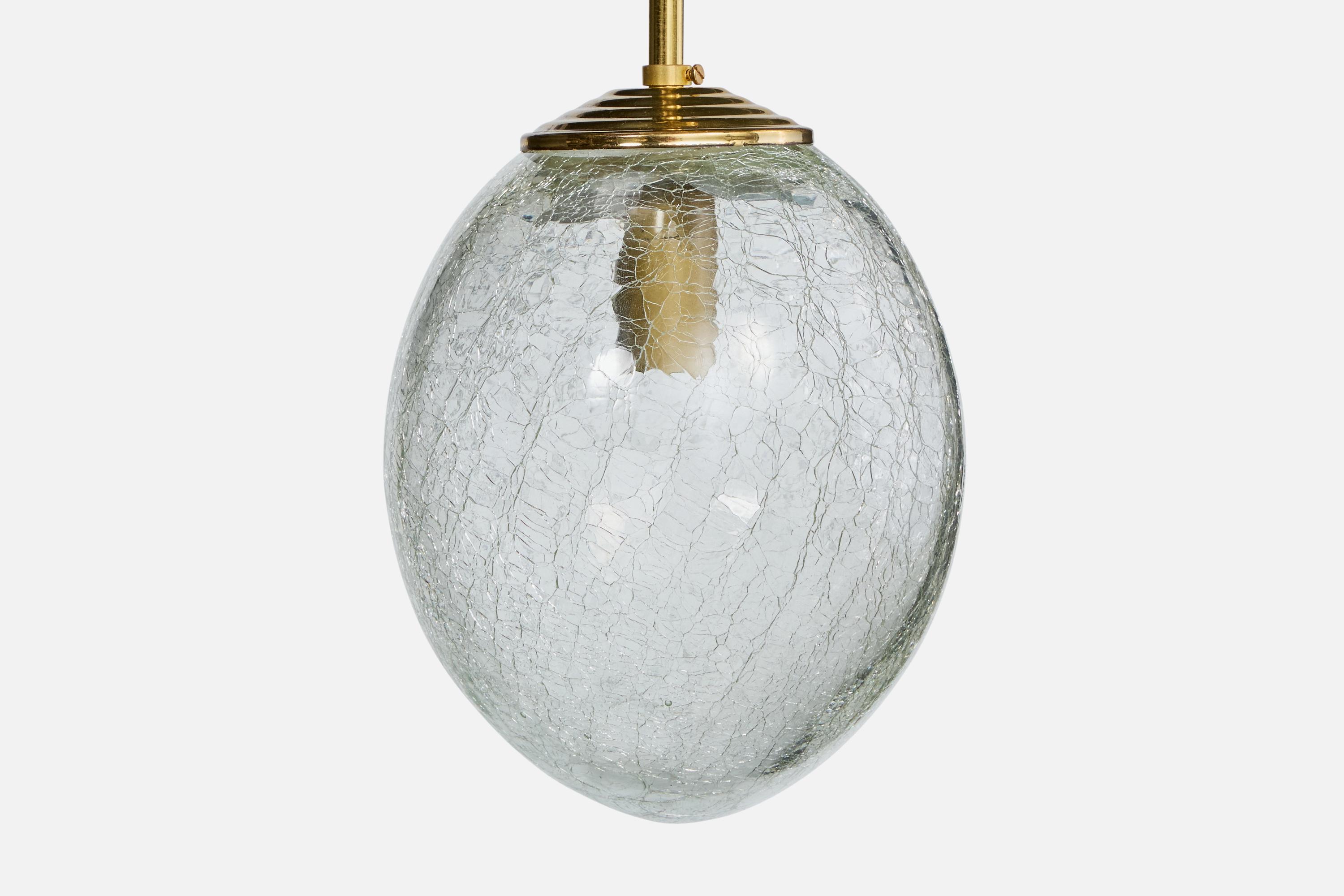 Designer tedesco, lampada a sospensione, ottone, vetro, Germania, anni '1960 In condizioni buone in vendita a High Point, NC