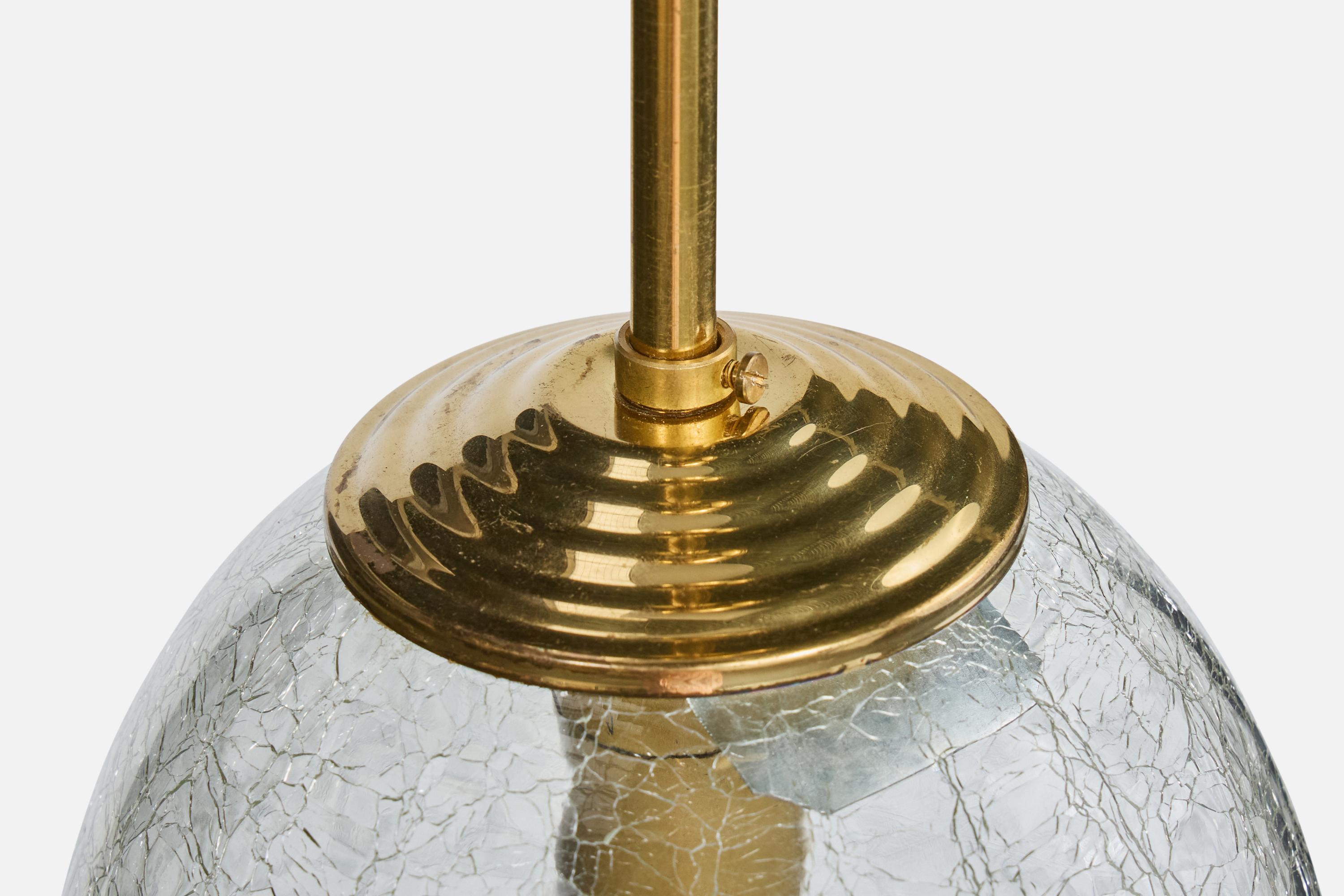 Ottone Designer tedesco, lampada a sospensione, ottone, vetro, Germania, anni '1960 in vendita