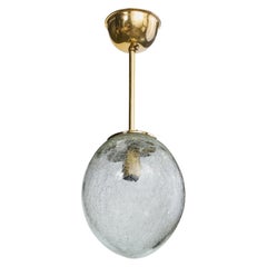 Designer tedesco, lampada a sospensione, ottone, vetro, Germania, anni '1960