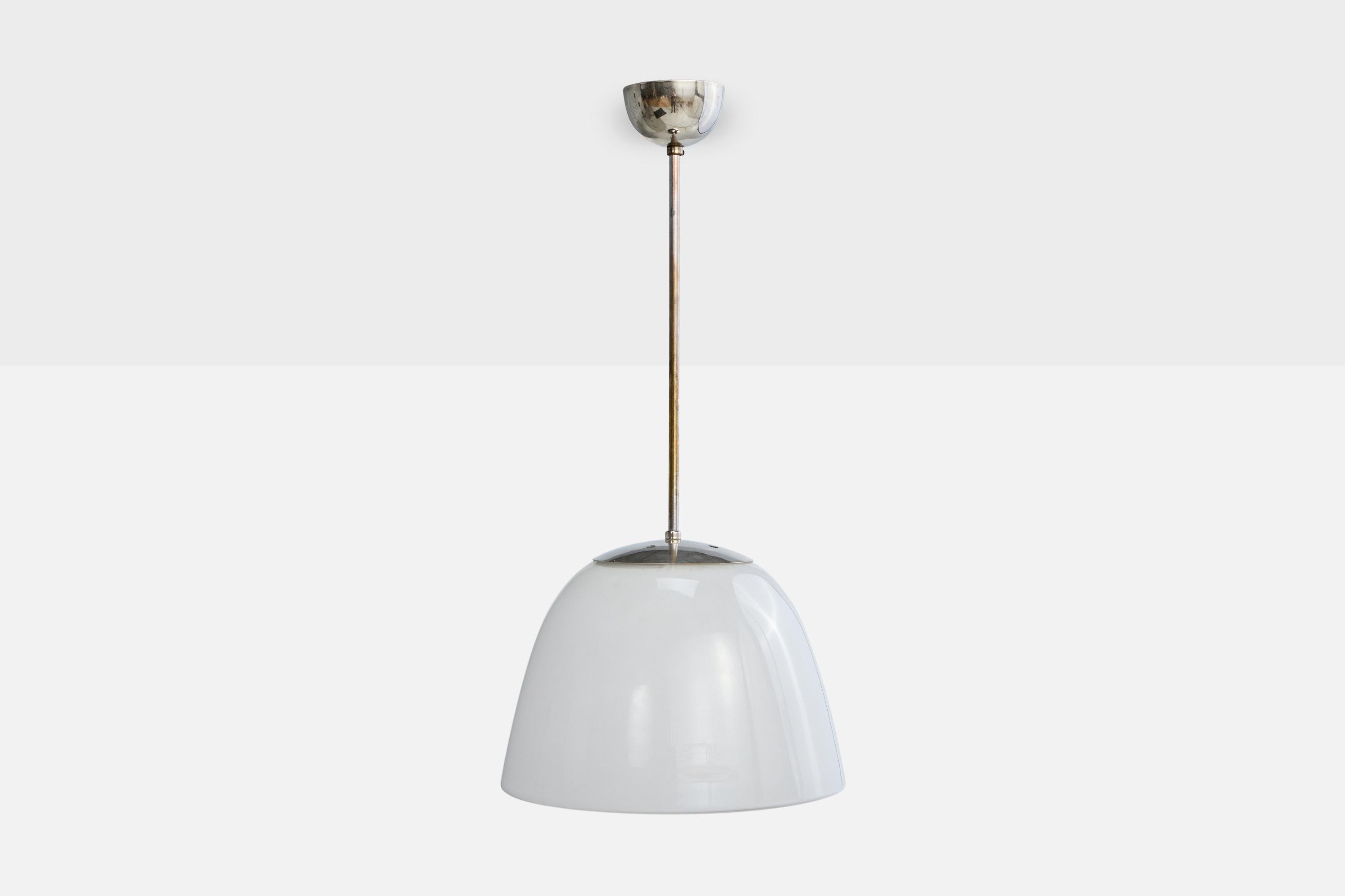 German Designer, Pendant Light, Chrome, Glass, Germany, 1930s In Good Condition For Sale In High Point, NC