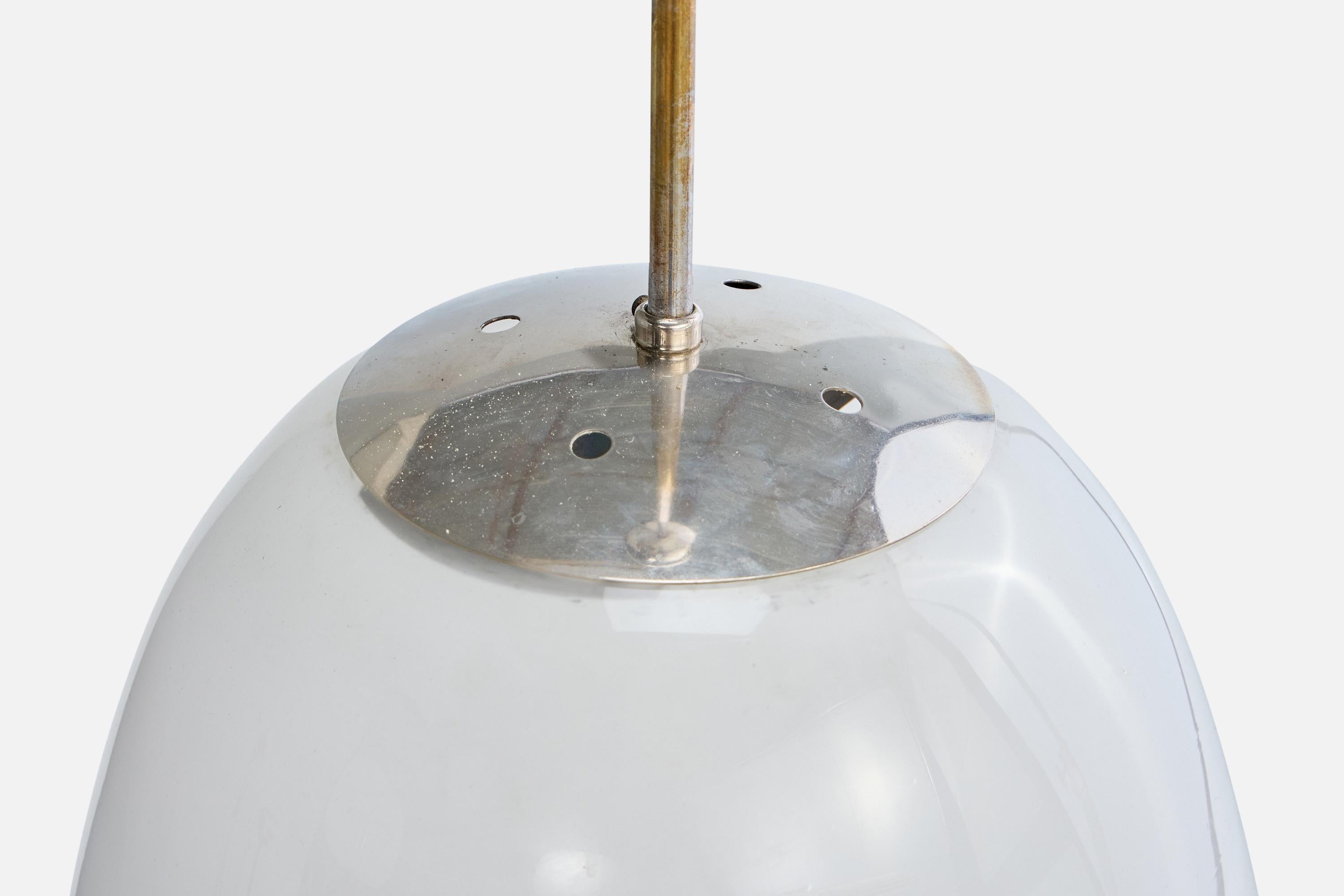 German Designer, Pendant Light, Chrome, Glass, Germany, 1930s For Sale 2