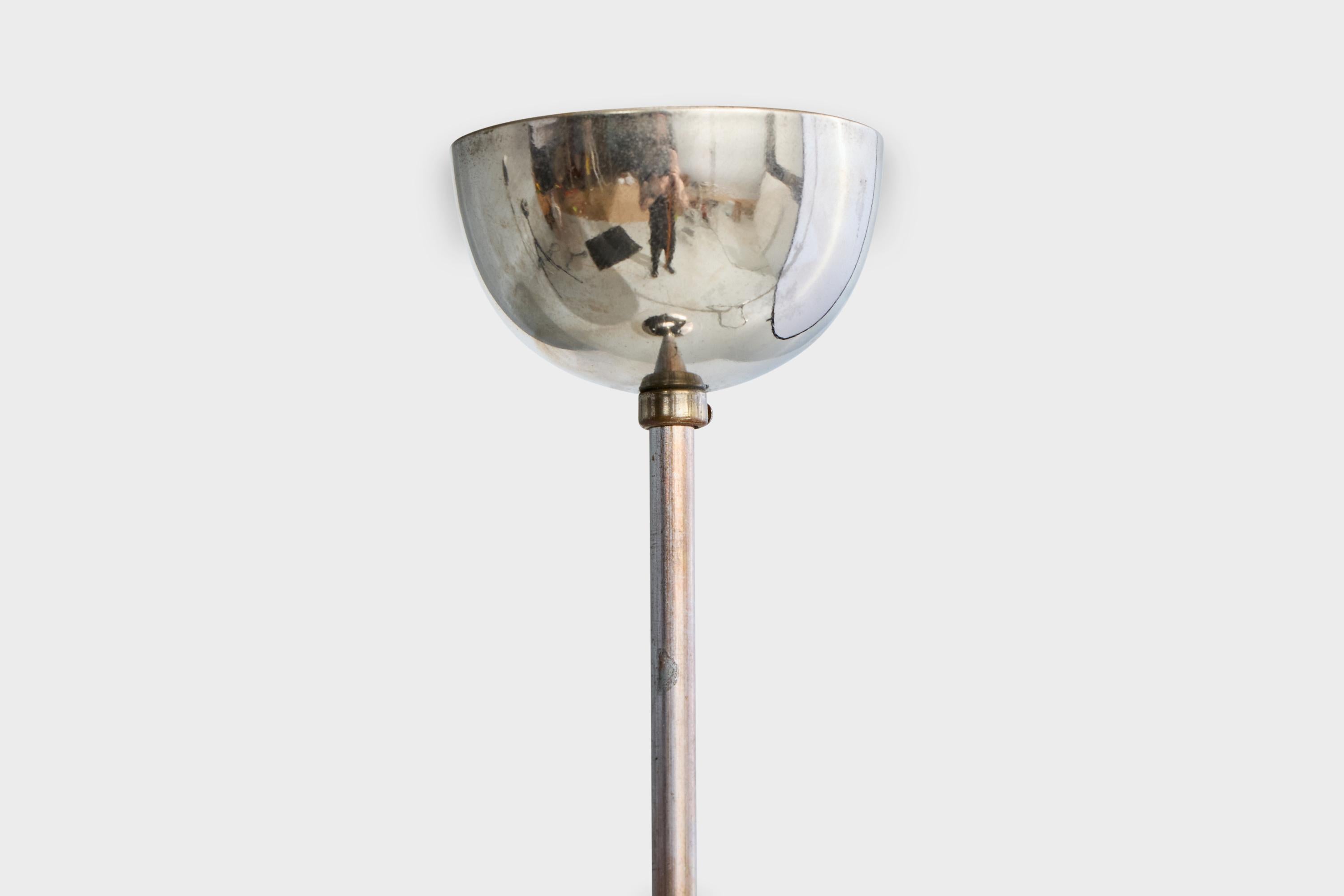 German Designer, Pendant Light, Chrome, Glass, Germany, 1930s For Sale 3