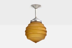 German Designer, Pendant Light, Glass, Nickel, Germany, 1920s