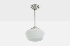 German Designer, Pendant Light, Glass, Nickel, Germany, 1920s