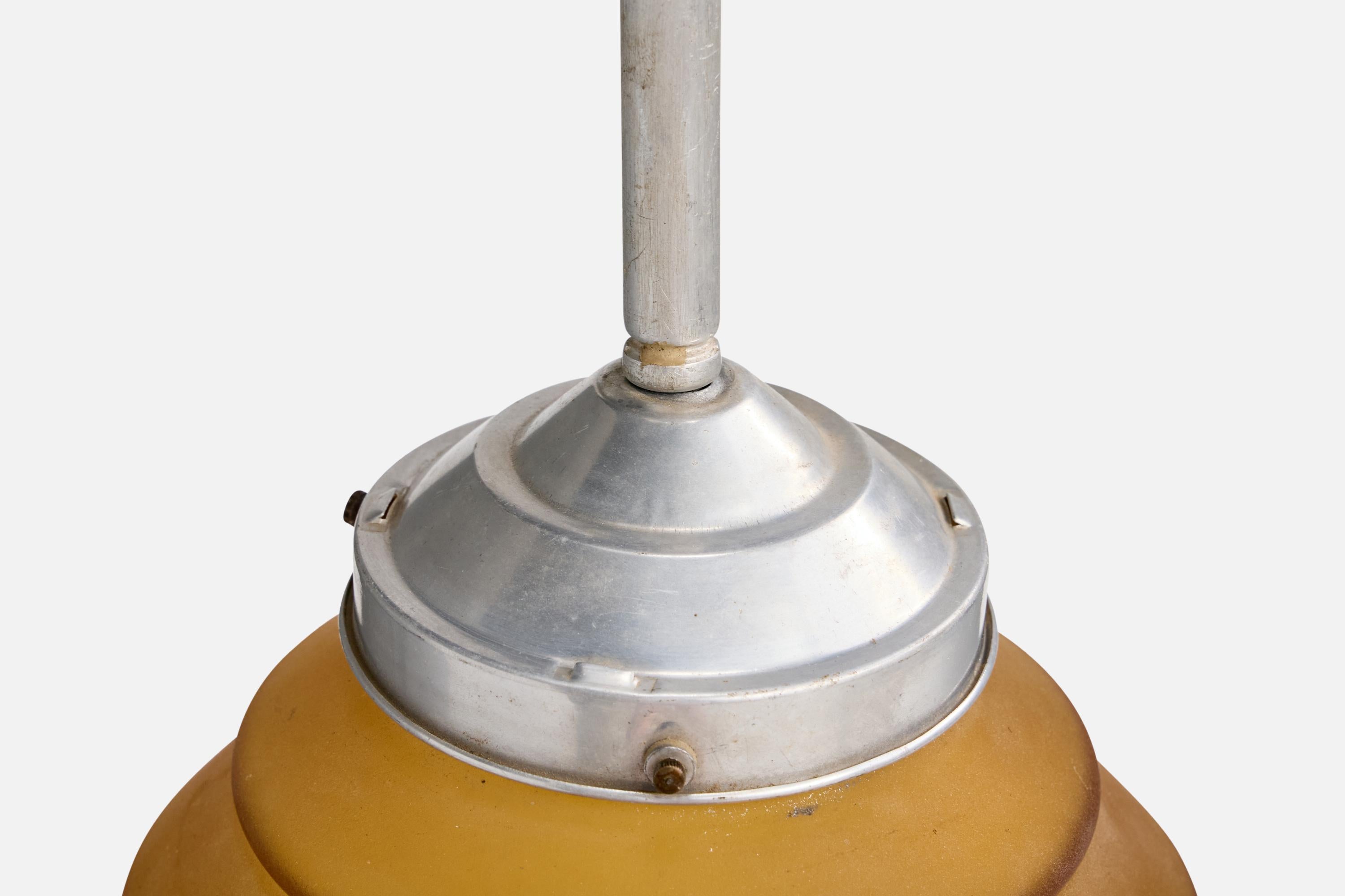 Designer tedesco, lampada a sospensione, vetro, nichel, Germania, anni '1920 in vendita 2