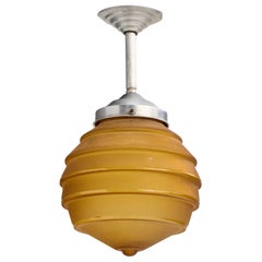 Diseñador alemán, Lámpara colgante, Cristal, Níquel, Alemania, Años 1920
