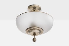 Designer tedesco, lampada a sospensione, vetro, nichel, Germania, anni '1930