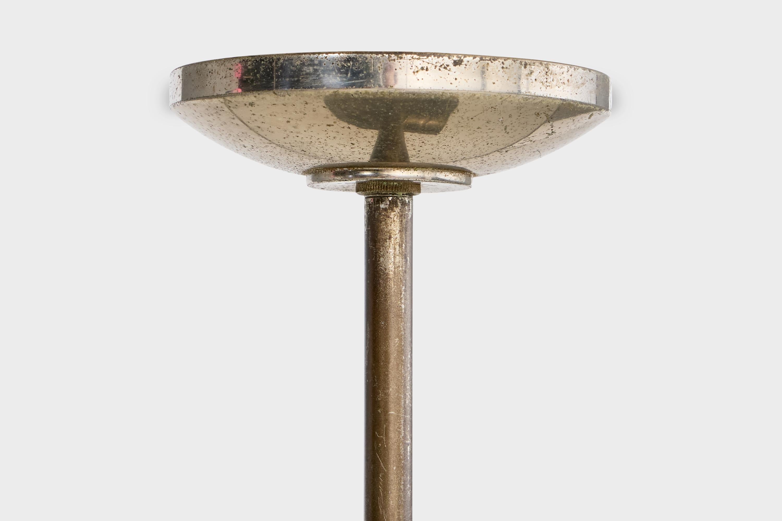 Designer tedesco, lampada a sospensione, vetro, nichel, Germania, anni '30 in vendita 1