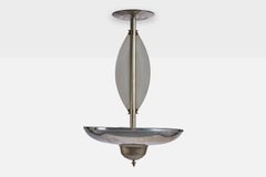 Designer tedesco, lampada a sospensione, metallo, cromo, vetro, Germania, anni '20