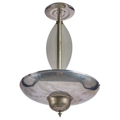 Designer tedesco, lampada a sospensione, metallo, cromo, vetro, Germania, anni '20