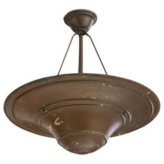 German Designer, Pendant Light, Metal, Germany, 1920s