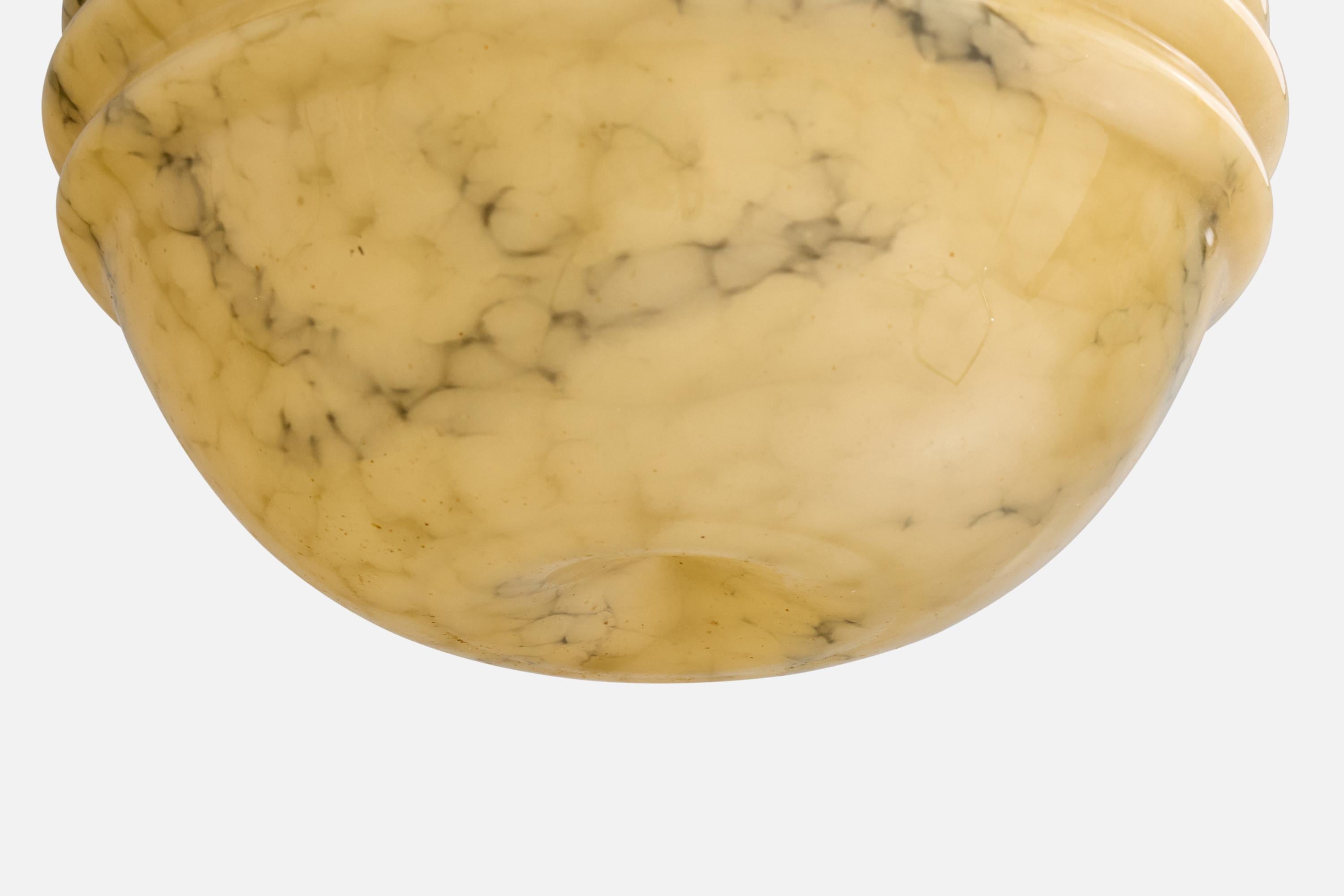 Metallo Designer tedesco, lampada a sospensione, metallo, vetro, ottone, Germania, anni '20 in vendita