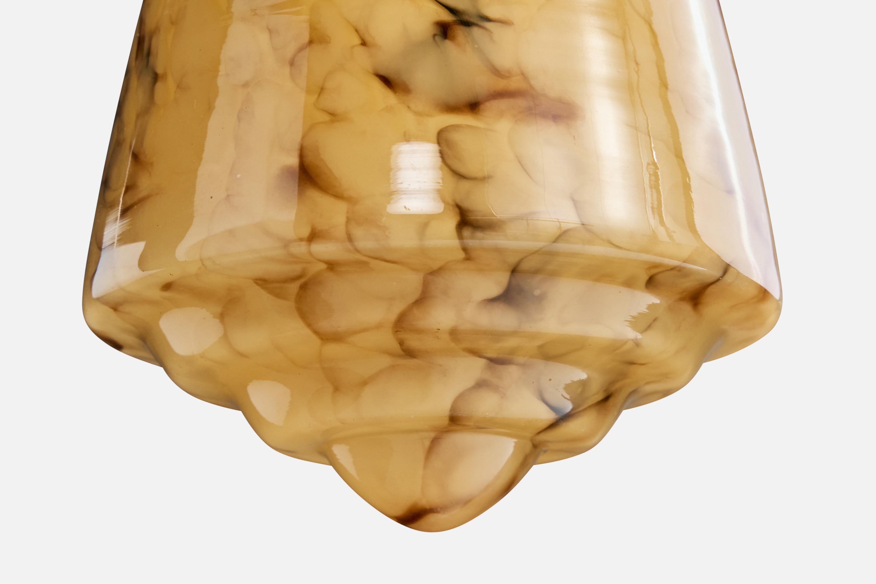 Inizio XX secolo Designer tedesco, lampada a sospensione, metallo, vetro, Germania, anni '20 in vendita