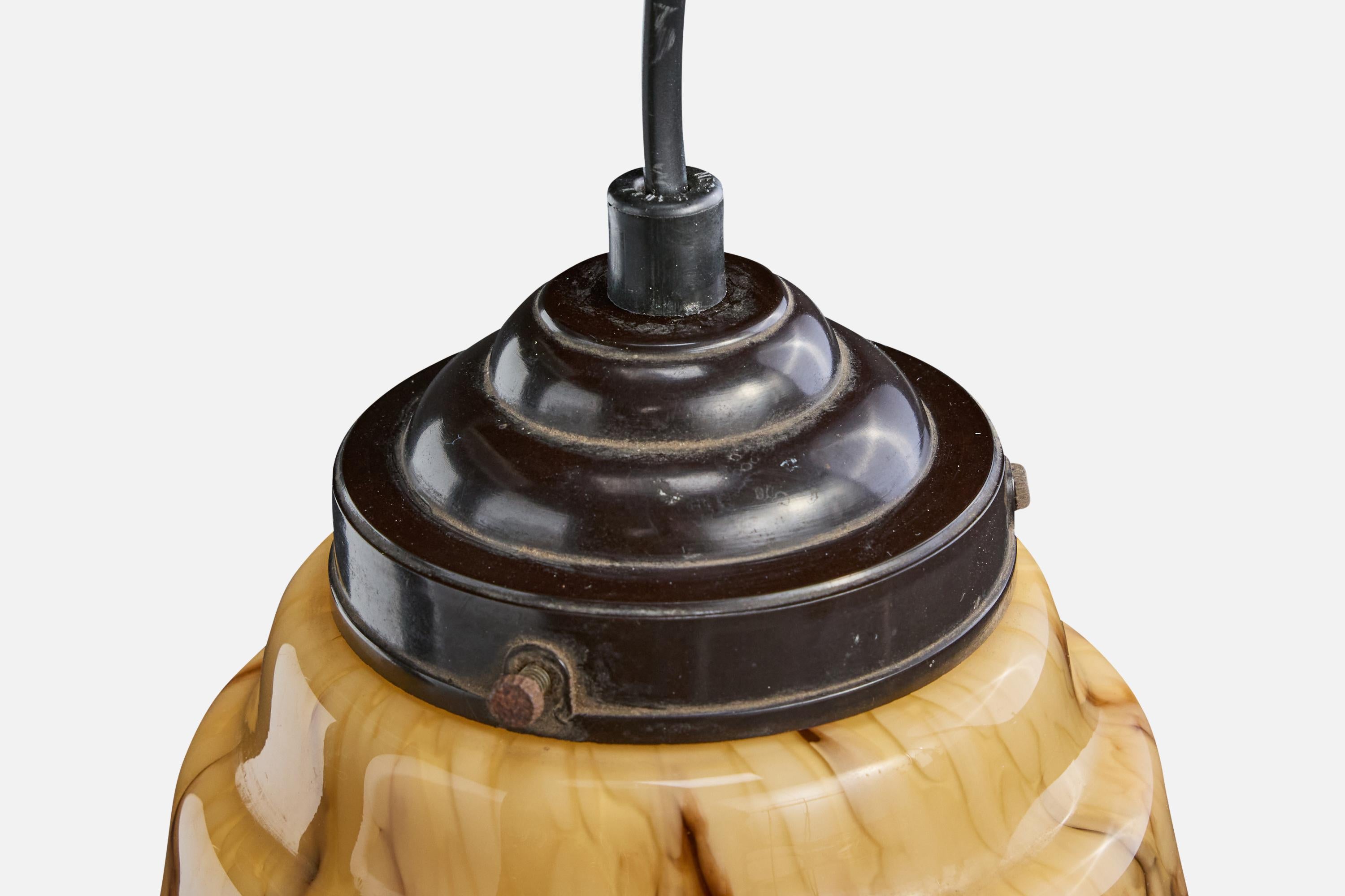 Metallo Designer tedesco, lampada a sospensione, metallo, vetro, Germania, anni '20 in vendita