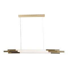 German Designer Sebastian Summa's ORG Suspension in Opaline Glass Tubes & Brass