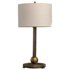 German Designer, Table Lamp, Brass, Fabric, Germany, 1920s