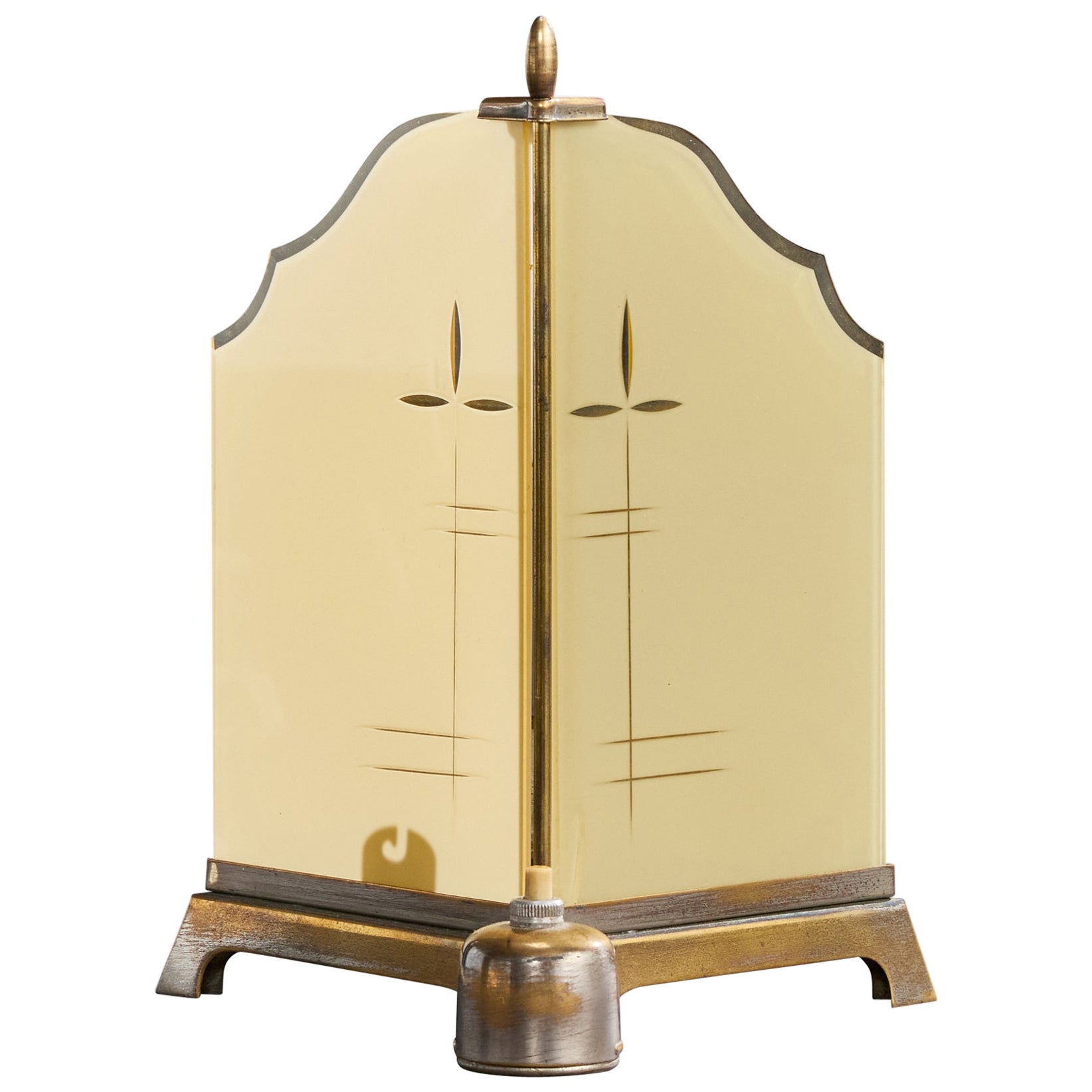 Lampada da tavolo di design tedesco, ottone, vetro, Germania, anni
20