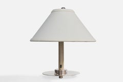 German Designer, Table Lamp, Chrome, Fabric, Germany, 1920s