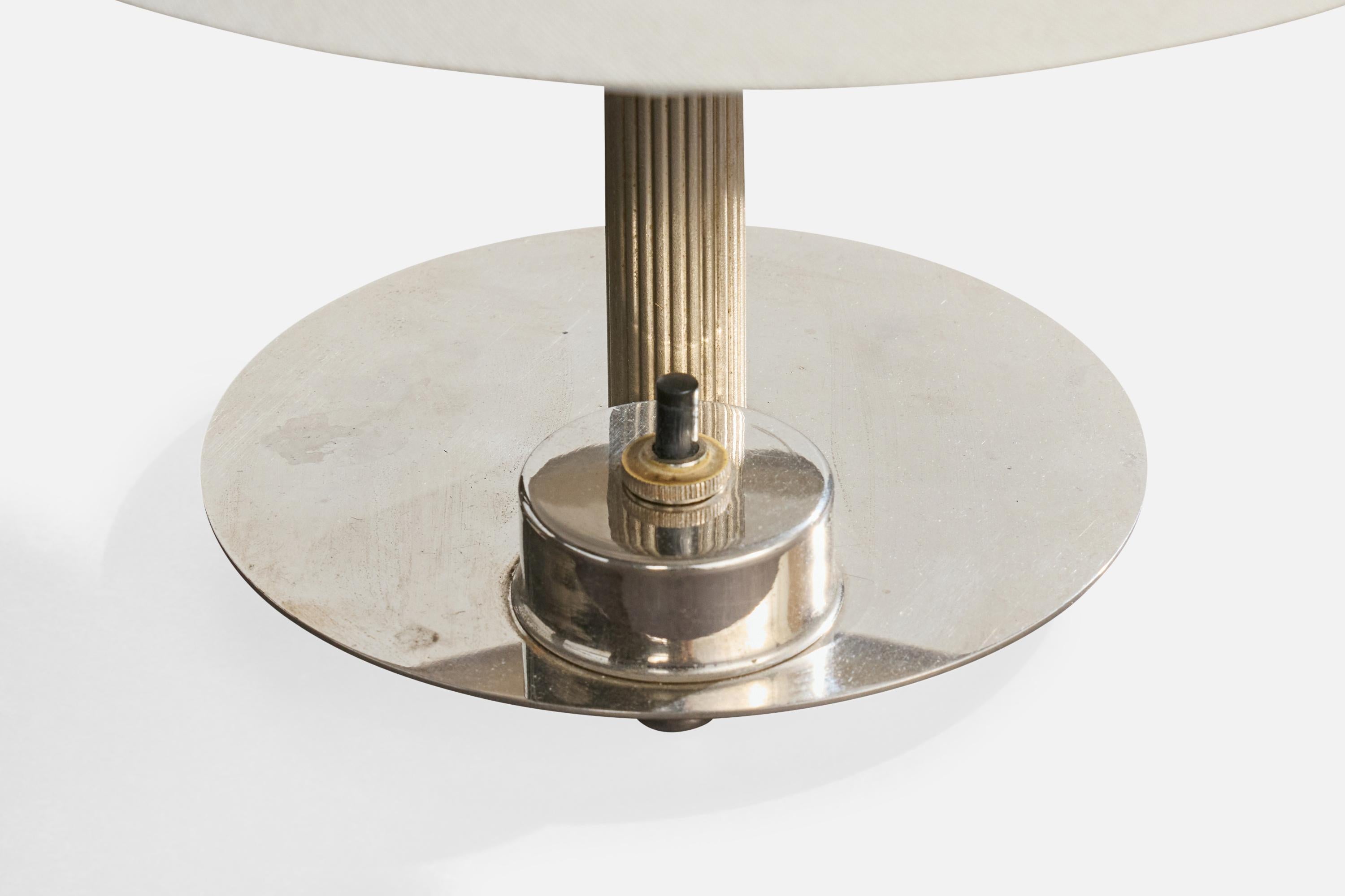 German Designer, Table Lamp, Chrome, Fabric, Germany, 1920s For Sale 1