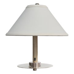 Antique German Designer, Table Lamp, Chrome, Fabric, Germany, 1920s