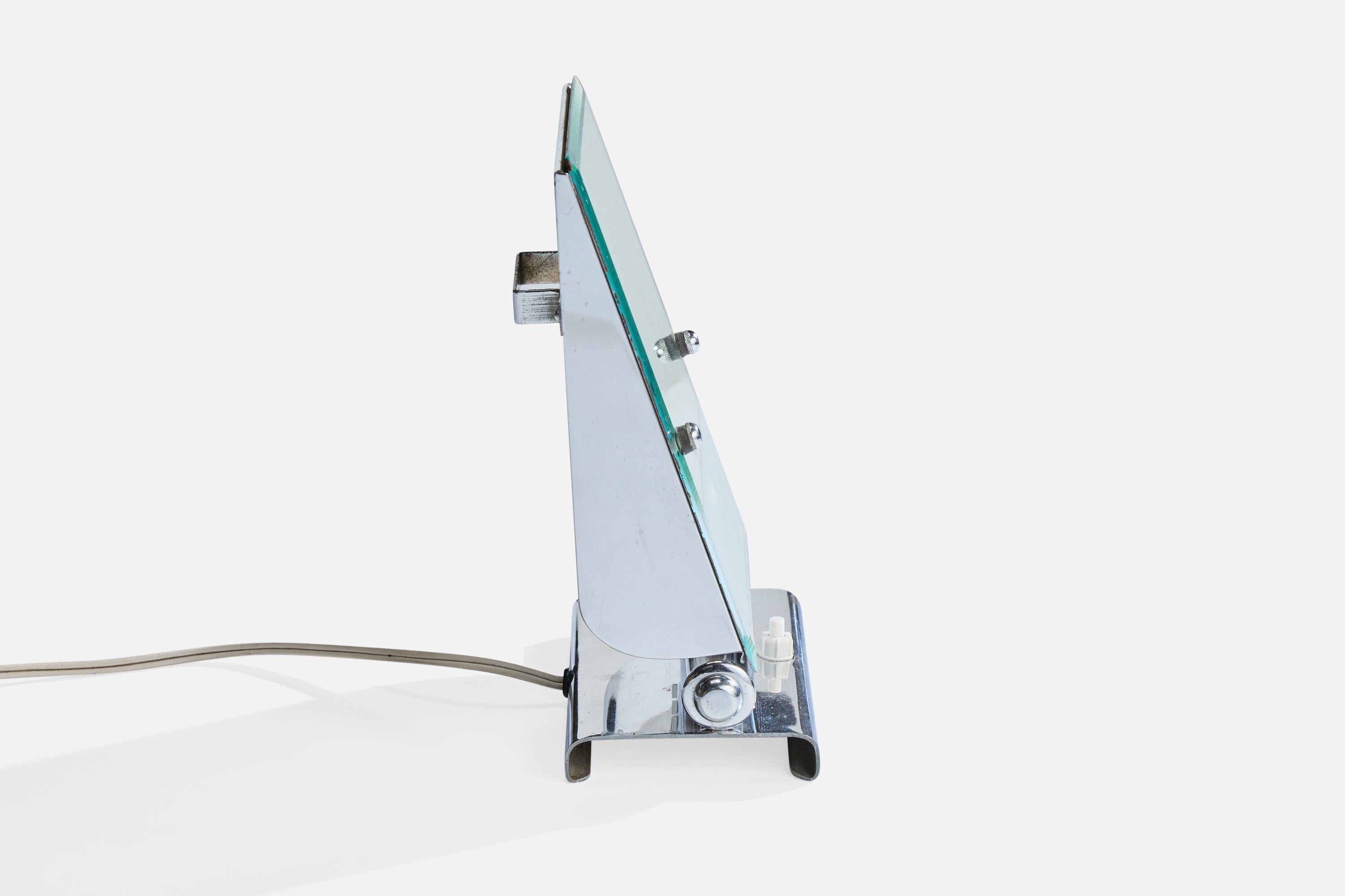 Allemand Designer allemand, lampe de table, chrome, verre, Allemagne, années 1920 en vente