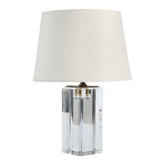 German Designer, Table Lamp, Glass, Brass, Germany, 1960s