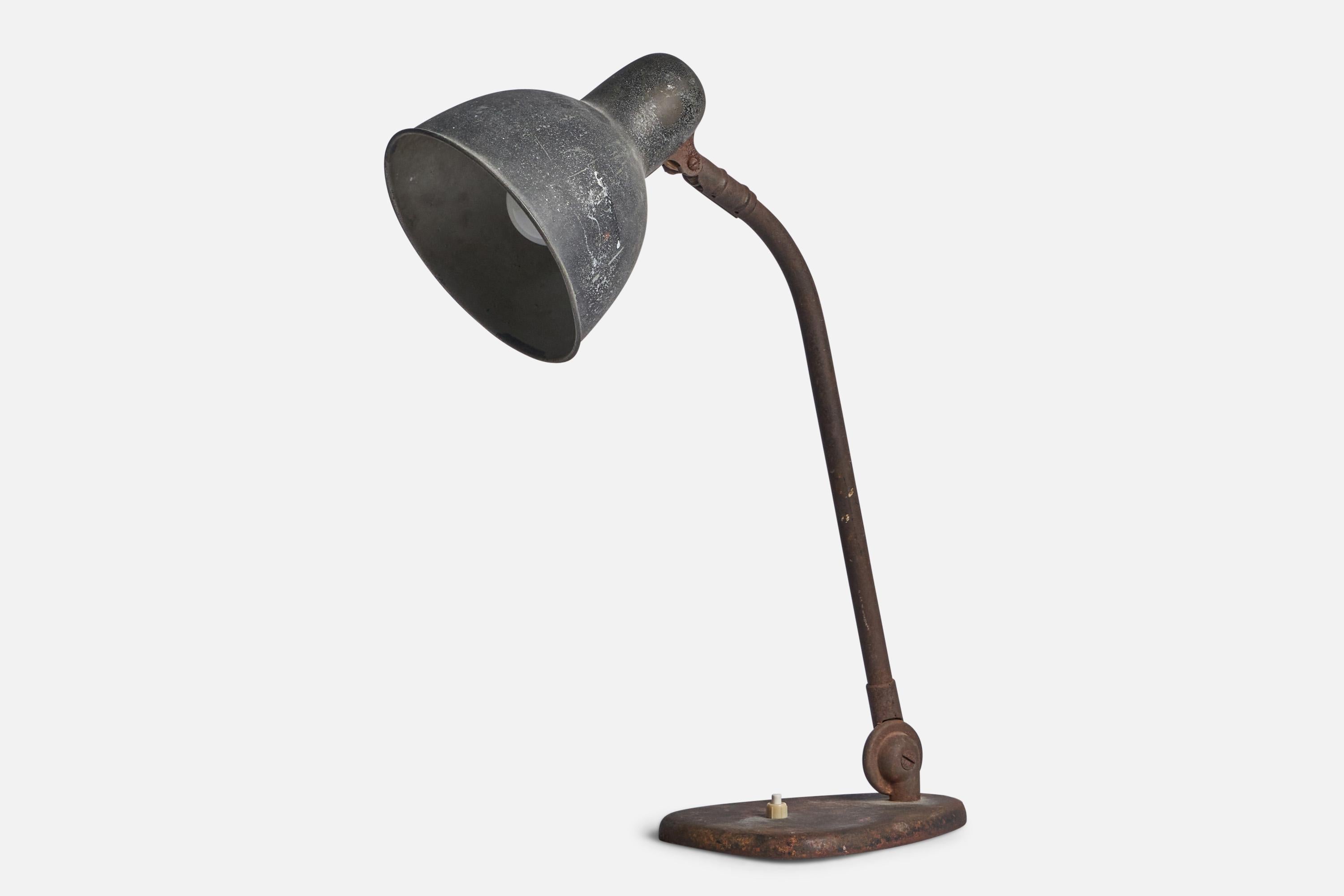 Bauhaus German Designer, Table Lamp, Metal, Germany, 1930s For Sale