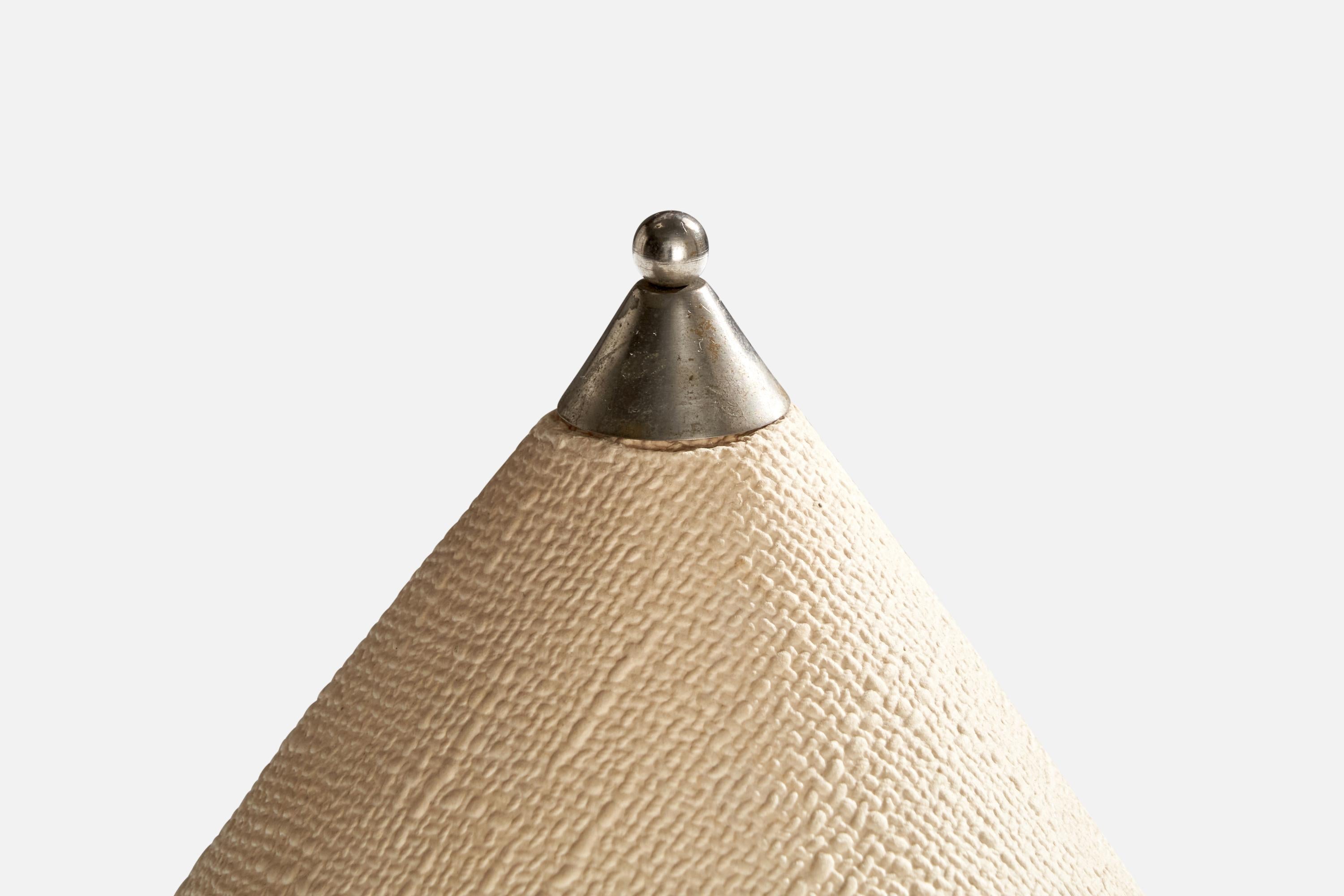 German Designer, Table Lamp, Nickel, Fabric, Leather Germany, 1920s 1