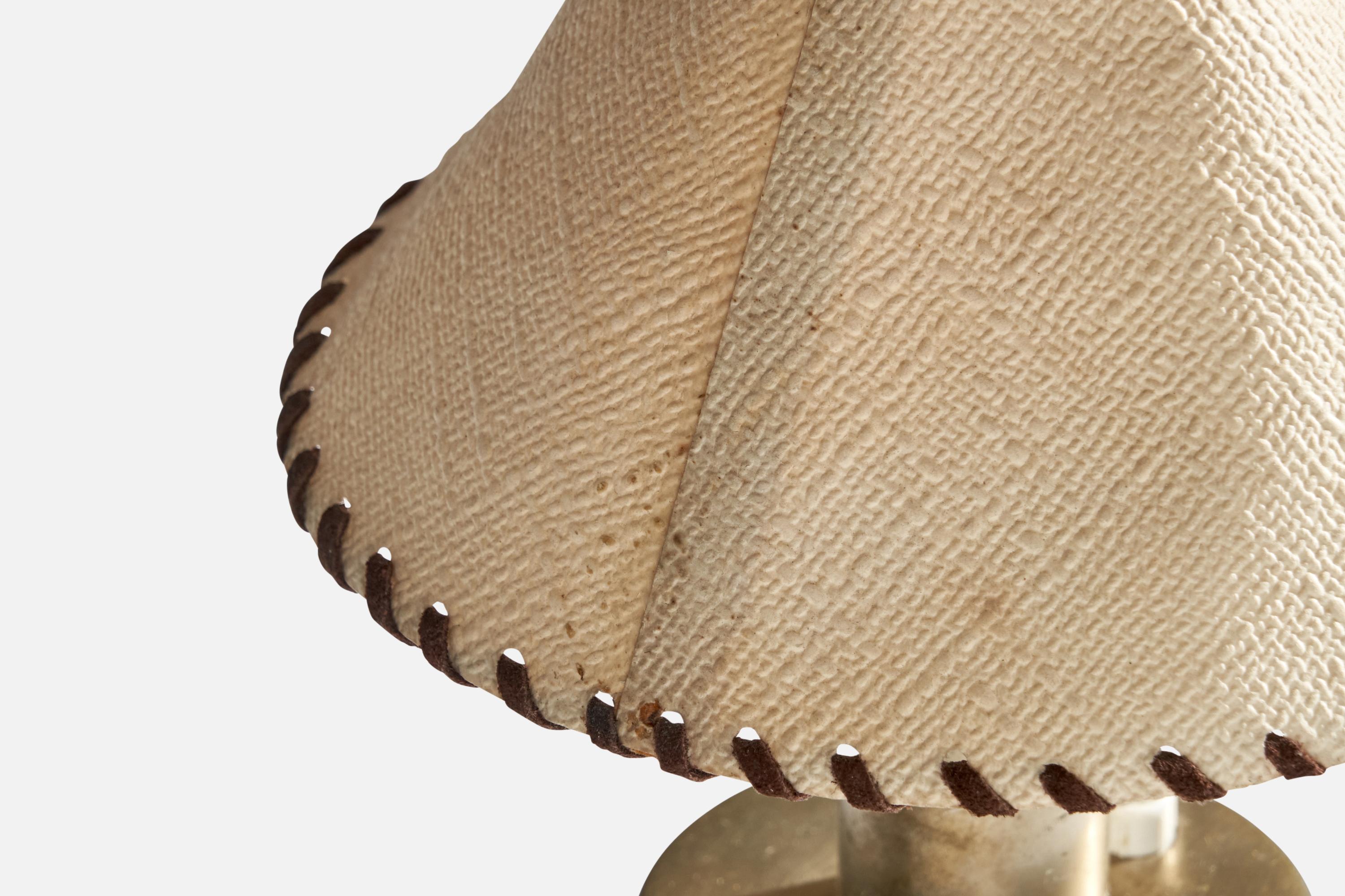 German Designer, Table Lamp, Nickel, Fabric, Leather Germany, 1920s 3
