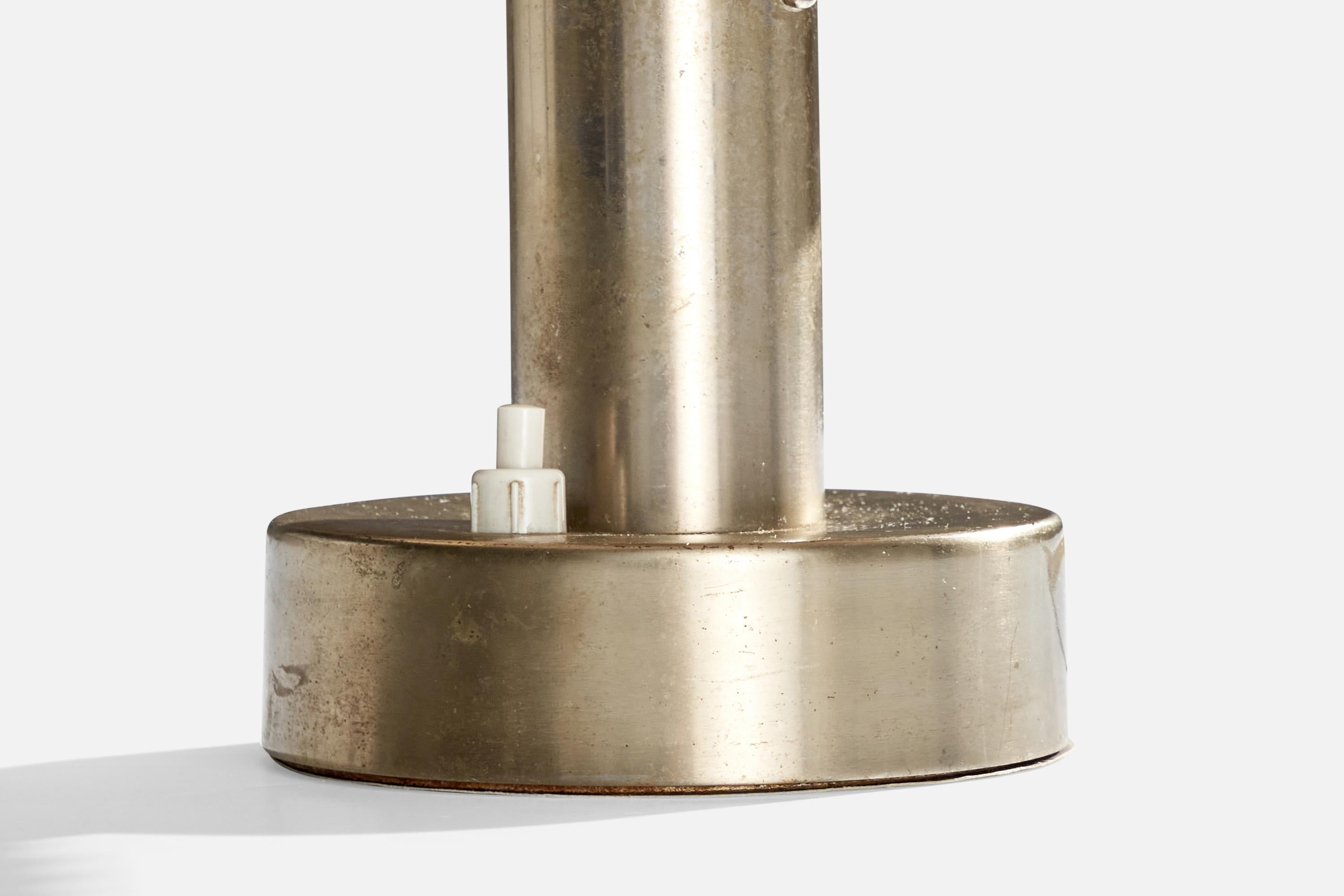 German Designer, Table Lamp, Nickel, Fabric, Leather Germany, 1920s 5