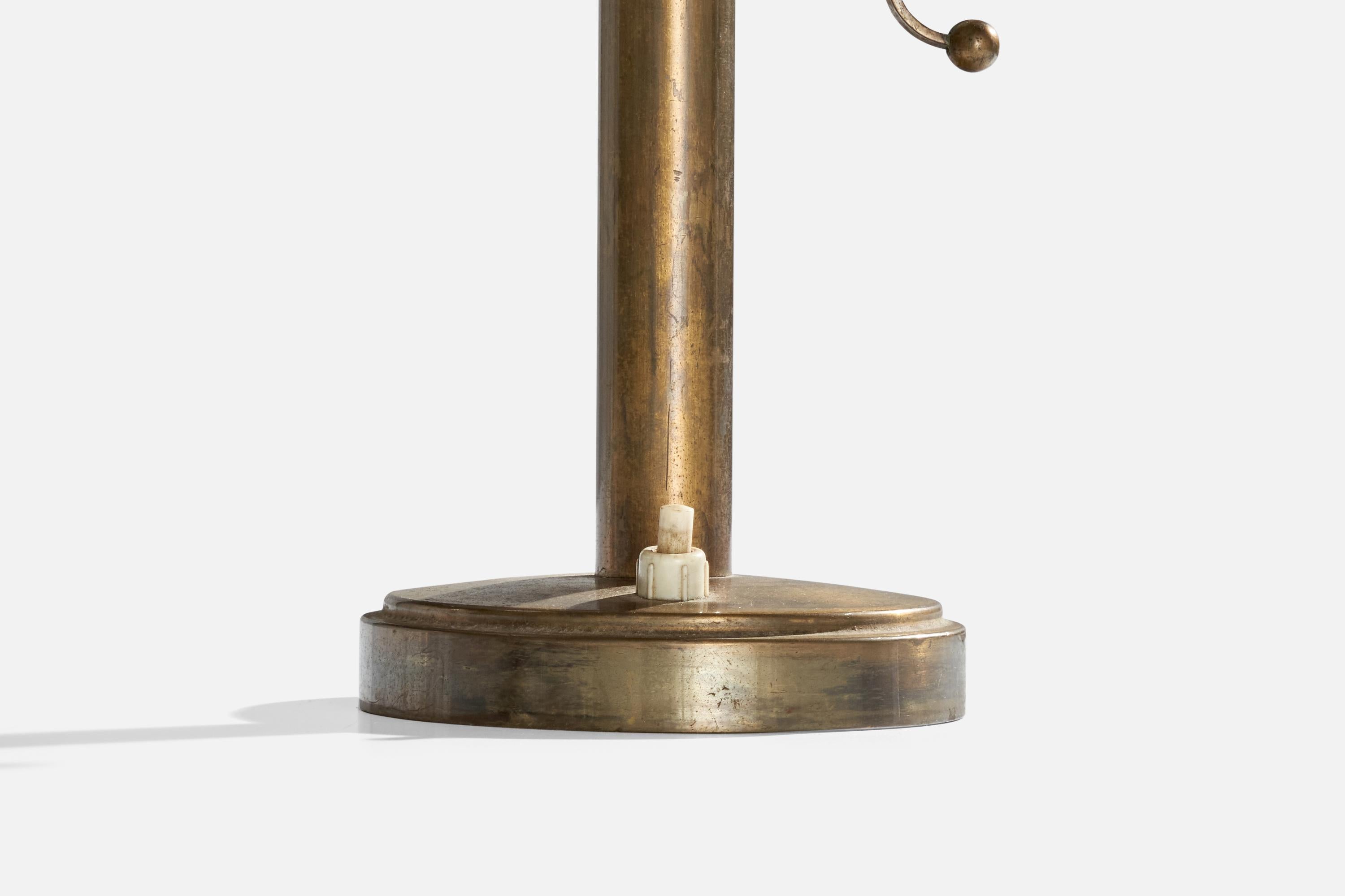 German Designer, Table Lamps, Brass, Glass, Germany, 1930s 5