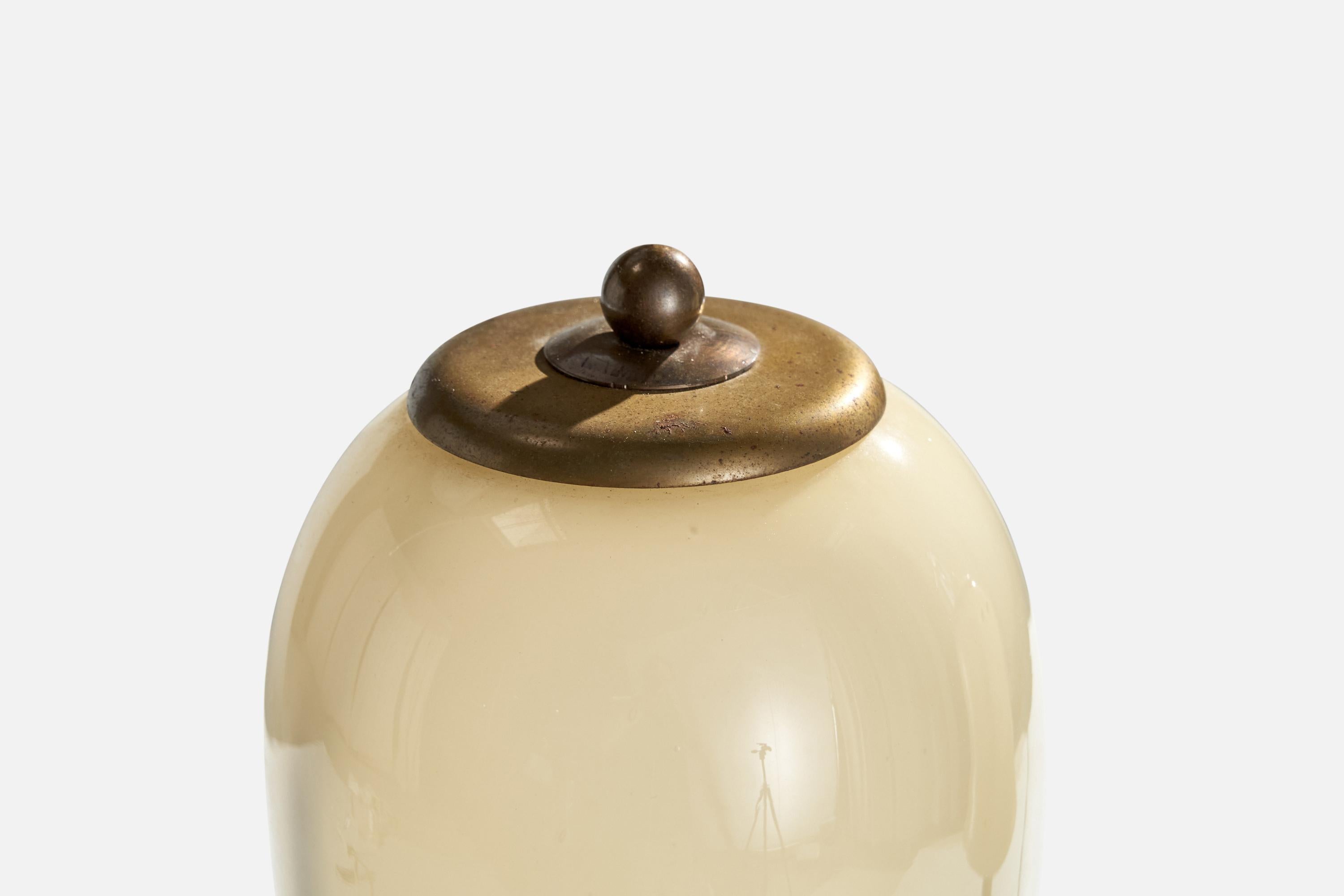 German Designer, Table Lamps, Brass, Glass, Germany, 1930s 1