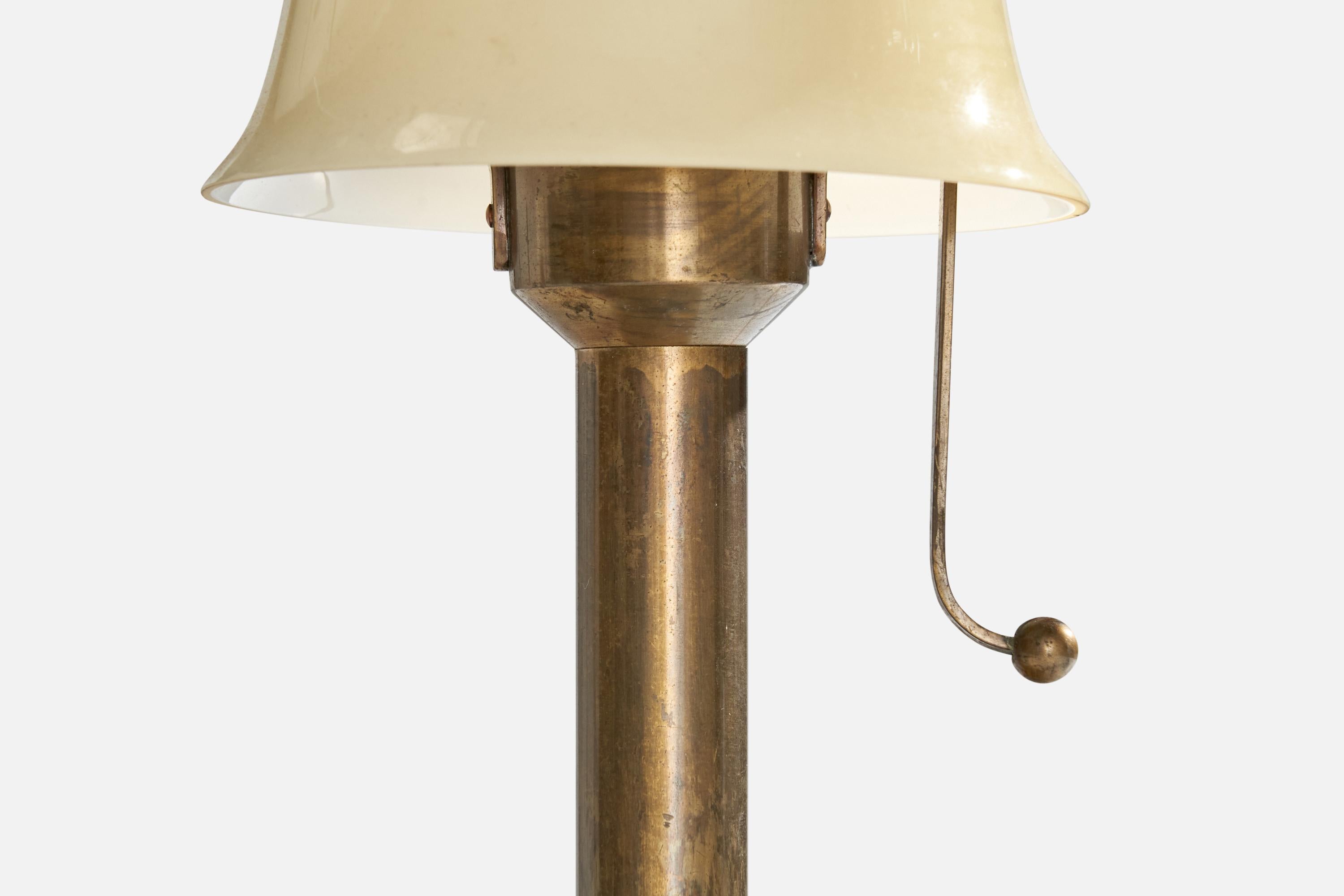 German Designer, Table Lamps, Brass, Glass, Germany, 1930s 3