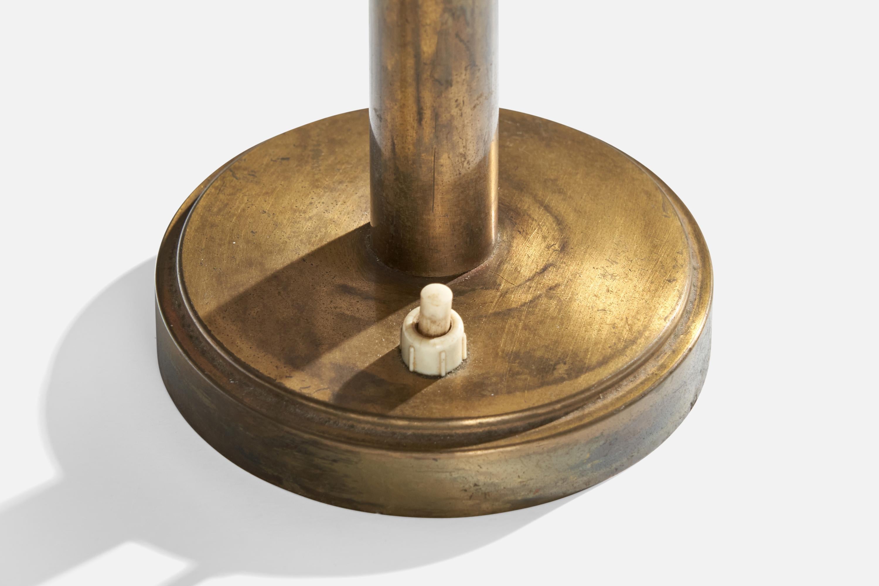 German Designer, Table Lamps, Brass, Glass, Germany, 1930s 4