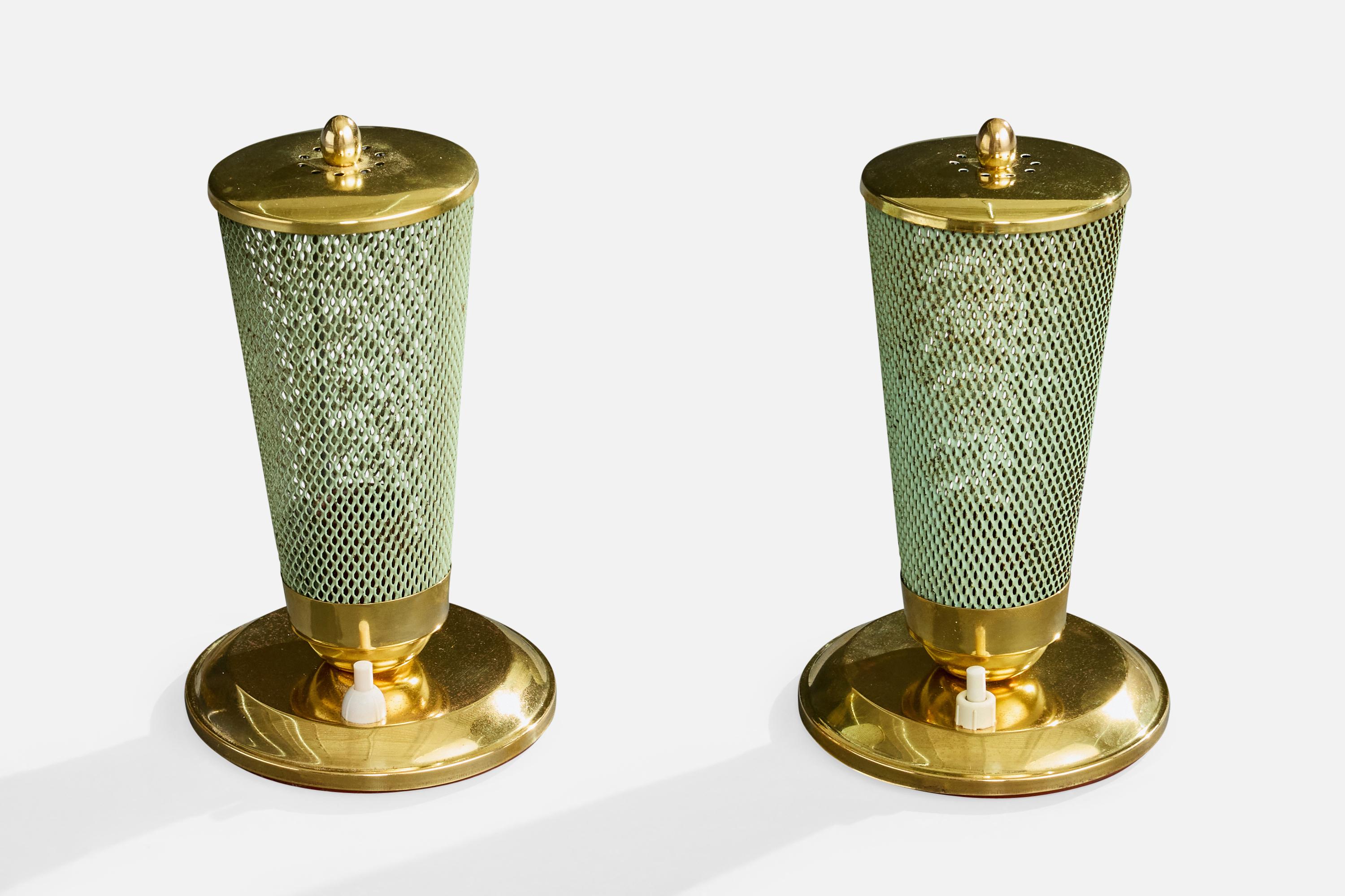 Mid-Century Modern Designer allemand, lampes de table, laiton, métal, Allemagne, années 1950 en vente